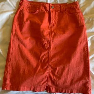 Orange denim skirt